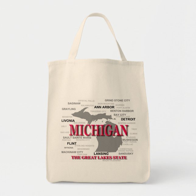 Tote Bag Carte de la fierté d'état du Michigan Silhouette (Devant)