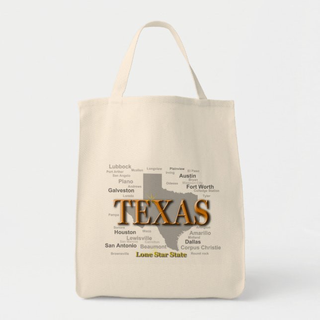 Tote Bag Carte de la fierté d'état du Texas Silhouette (Devant)