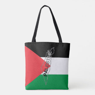 Tote Bag Carte de la Palestine libre sur le drapeau palesti