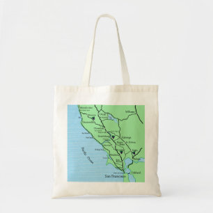 Tote Bag Carte de la région viticole de Californie Petit fo