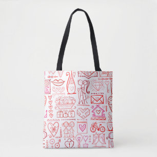 Tote Bag Carte de la Saint Valentin. L'amour et la couture