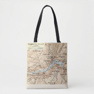 Tote Bag Carte de la vallée de Yosemite