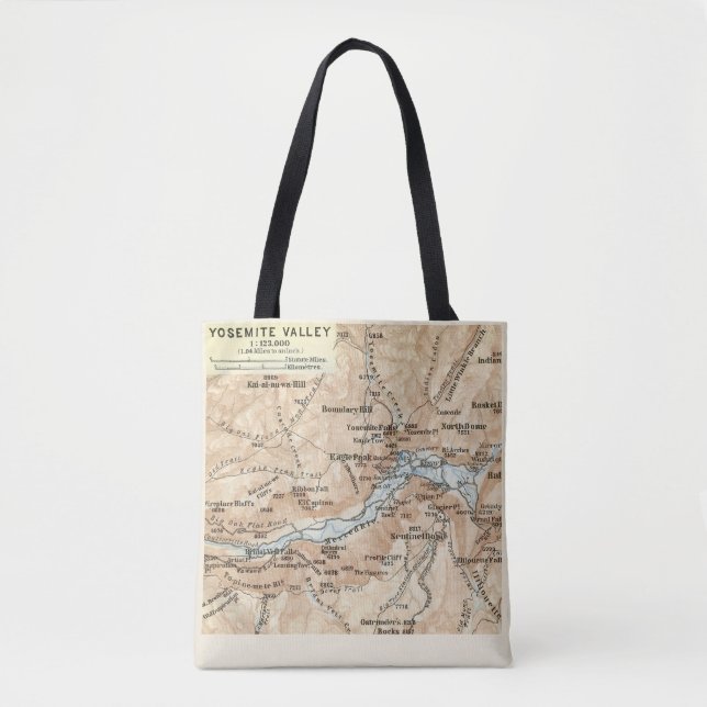 Tote Bag Carte de la vallée de Yosemite (Devant)