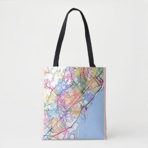 Tote Bag Carte de la ville de Barcelone