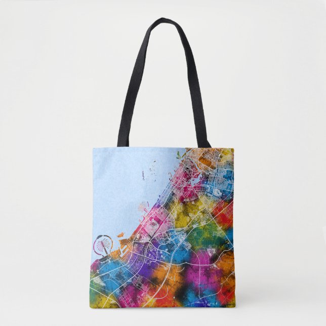 Tote Bag Carte de la ville de Dubaï (Devant)