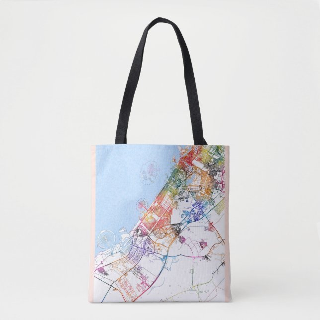Tote Bag Carte de la ville de Dubaï (Devant)