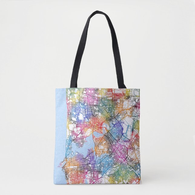 Tote Bag Carte de la ville de Perth Australie (Devant)