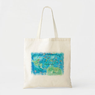 Tote Bag Carte de l'affiche de voyage de croisière des Cara