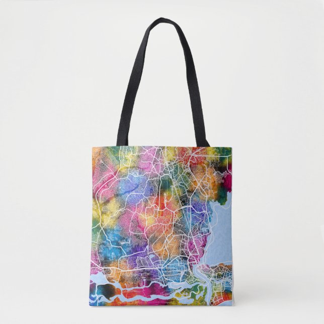 Tote Bag Carte de Lagos Nigeria (Devant)