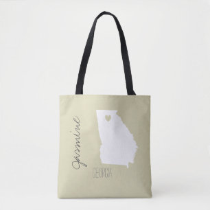 Tote Bag Carte de l'état de Géorgie avec nom de personnalis
