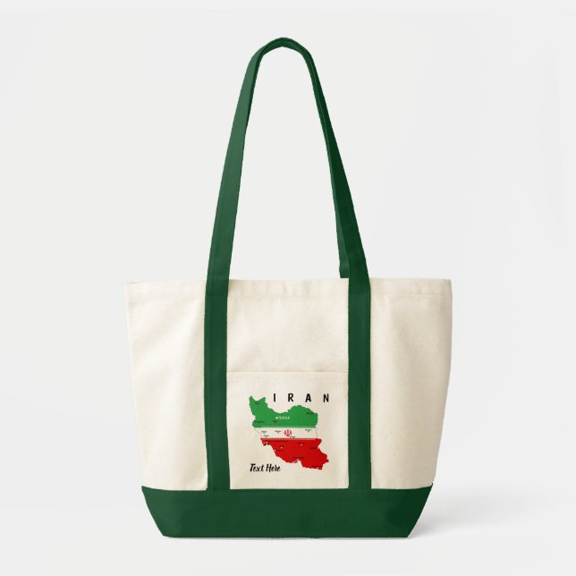 Tote Bag Carte de l'Iran avec drapeau et emblème (Devant)