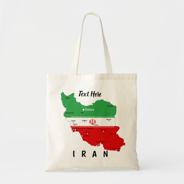 Tote Bag Carte de l'Iran avec drapeau et emblème (Devant)