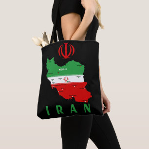 Tote Bag Carte de l'Iran avec drapeau et emblème