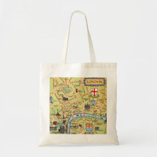 Tote Bag Carte de Londres Angleterre illustrée de manière c
