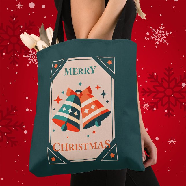 Tote Bag Carte de Noël - Cloches et étoiles de Noël (Créateur téléchargé)