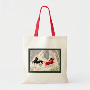 Tote Bag Carte de Noël vintage Art déco représentant une pr