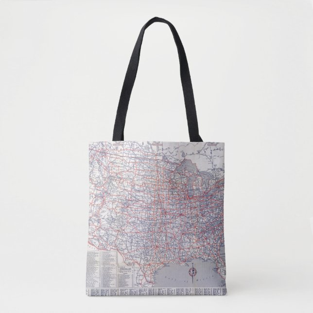 Tote Bag Carte de route Etats-Unis (Devant)
