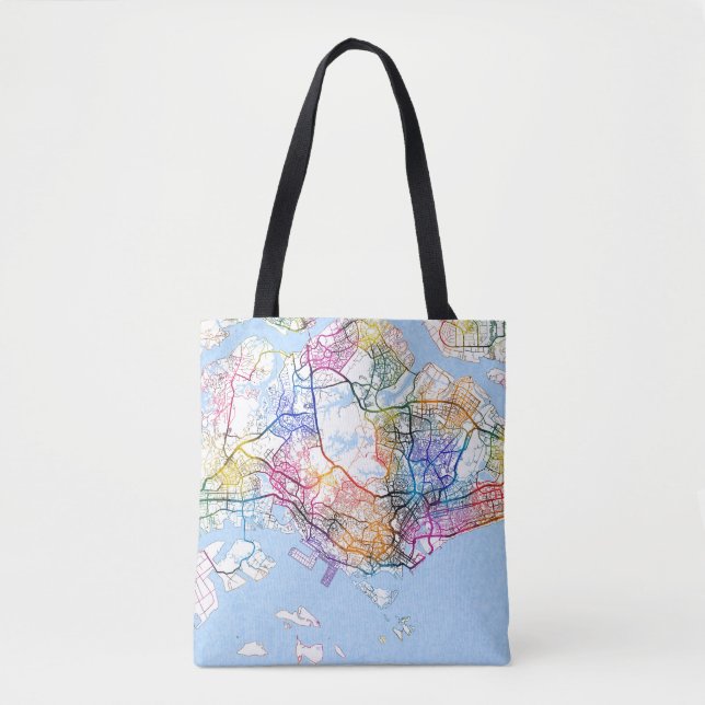 Tote Bag Carte de Singapour (Devant)