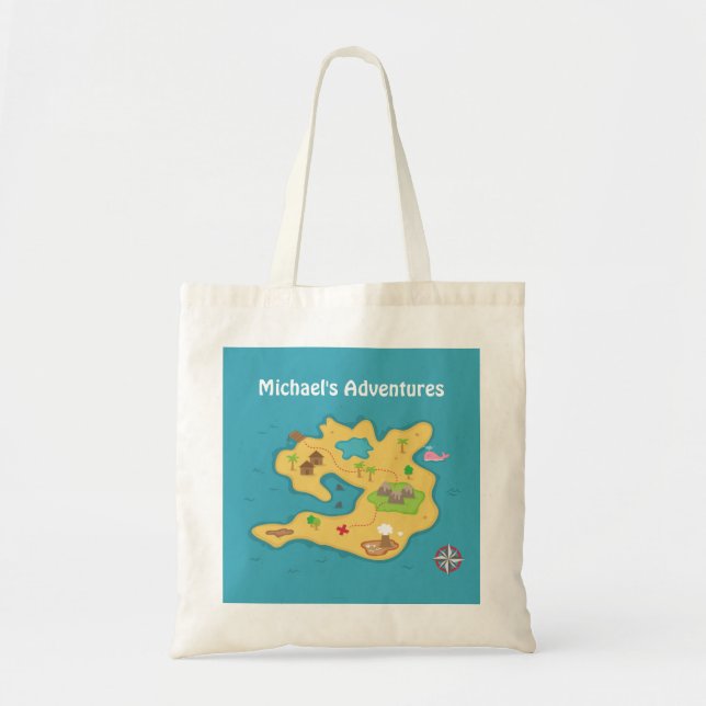 Tote Bag Carte de trésor d'aventure d'île de pirate pour (Devant)