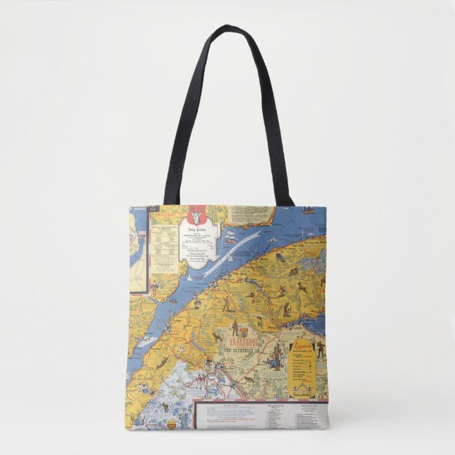 Tote Bag Carte de Vacanes, Québec, Gaspesie (Canada) (Devant)