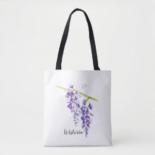 Tote Bag Carte de voeux Botanique Watercolor Wisteria