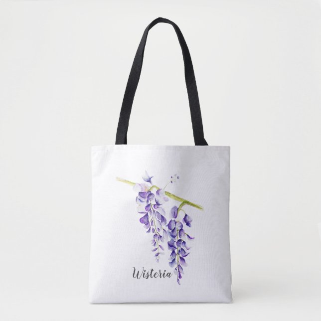 Tote Bag Carte de voeux Botanique Watercolor Wisteria (Devant)