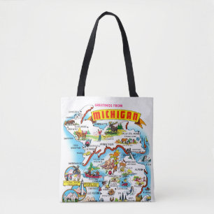Tote Bag Carte de vœux vintage du Michigan