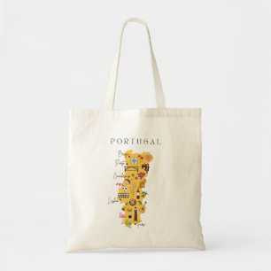 Tote Bag Carte de voyage Portugal (Impression unilatérale)