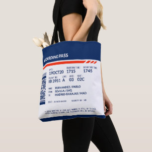 Tote Bag Carte d'embarquement - Bleu & Rouge