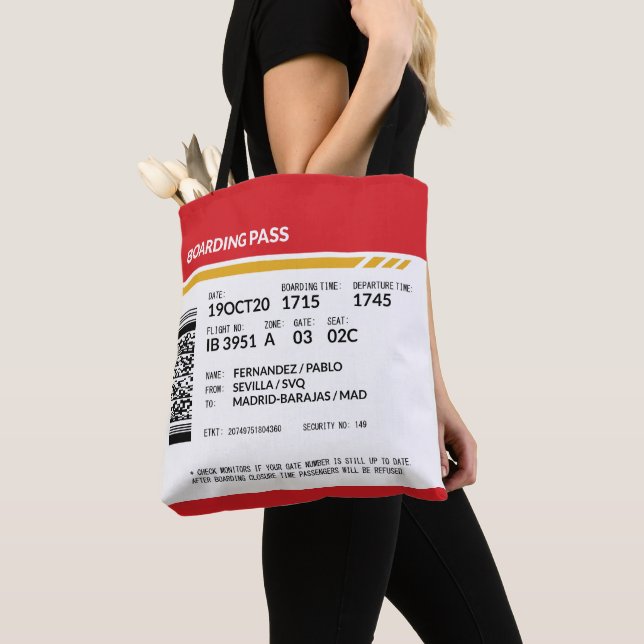 Tote Bag Carte d'embarquement - Rouge (De près)