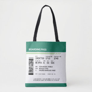 Tote Bag Carte d'embarquement - Vert