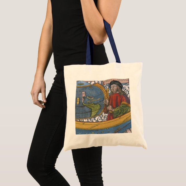 Tote Bag Carte des Amériques avec Explorer Amerigo Vespucci (Devant (produit))