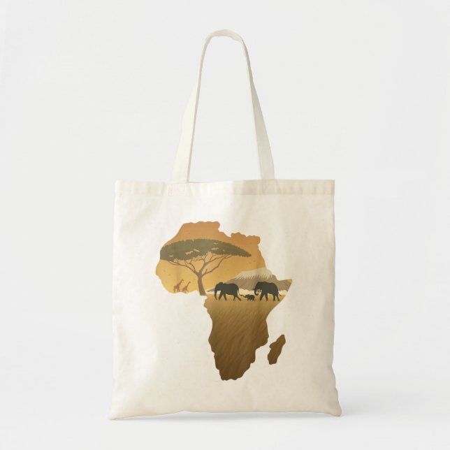 Tote Bag Carte des éléphants d'Afrique Papa Animal du Sud B (Devant)
