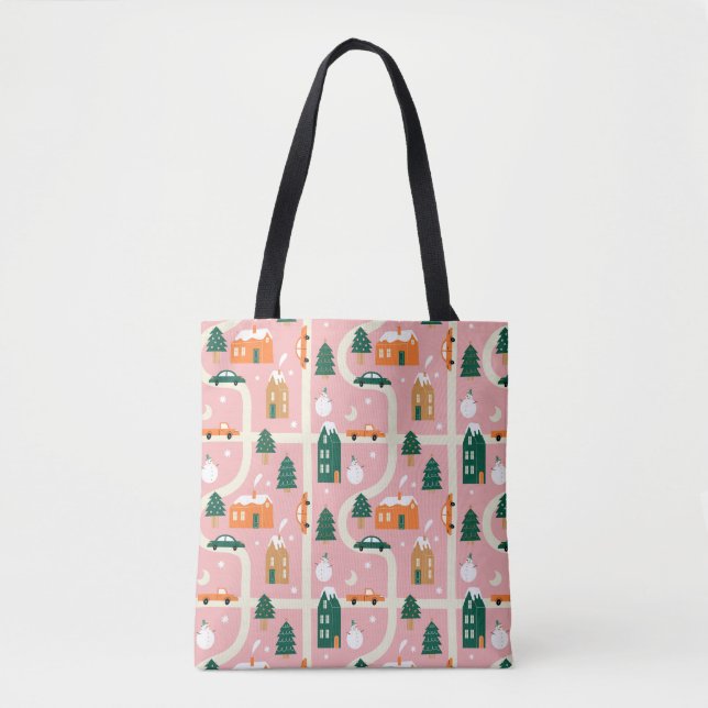 Tote Bag Carte des vacances de Noël Motif (Devant)