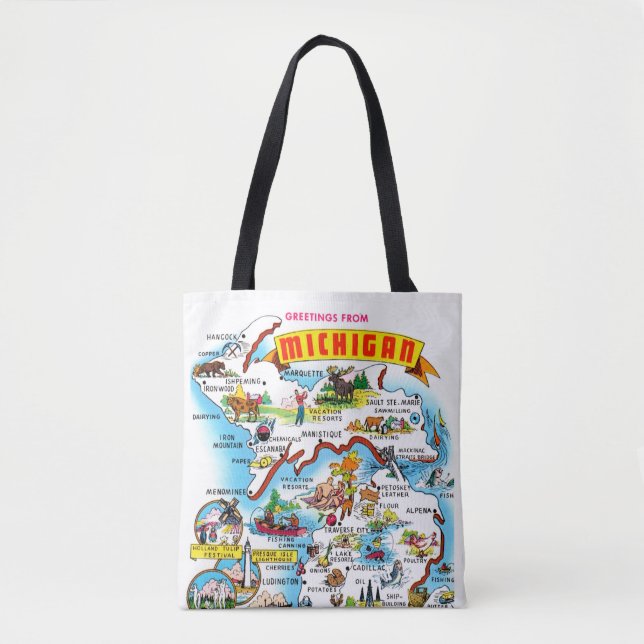 Tote Bag Carte des voeux vintage Michigan (Devant)