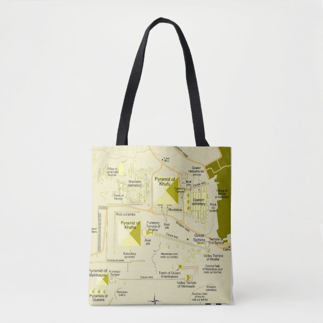 Tote Bag Carte du complexe pyramidal de Gizeh Diagramme (Devant)