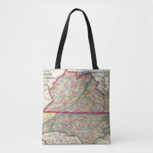 Tote Bag Carte du comté de la Virginie, et de la Caroline