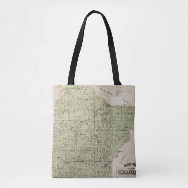 Tote Bag Carte du comté de Wright, Minnesota (Devant)