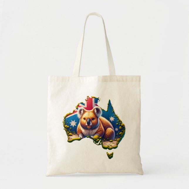 Tote Bag Carte du drapeau australien Koala Bear (Devant)