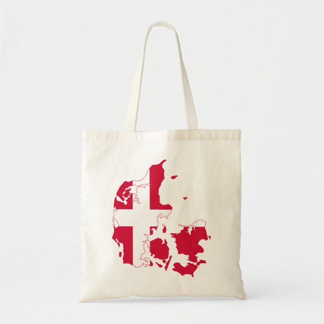 Tote Bag Carte du drapeau du Danemark (Devant)