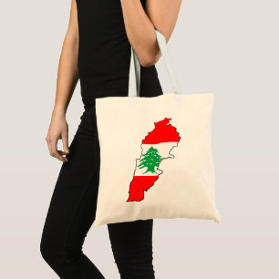 Tote Bag Carte du Liban avec drapeau