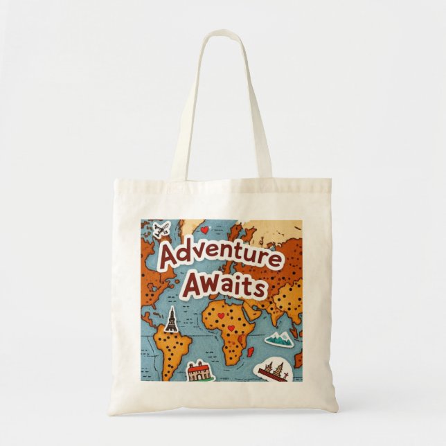 Tote Bag Carte du monde de voyage avec devis (Devant)