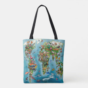 Tote Bag Carte du monde des animaux