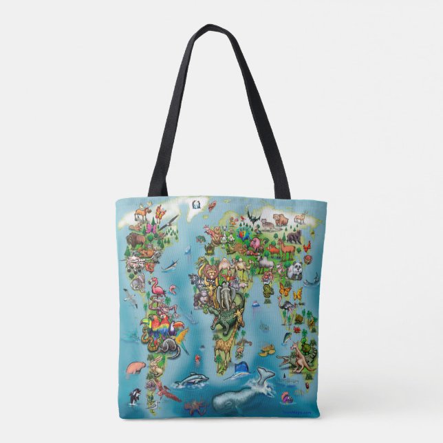Tote Bag Carte du monde des animaux (Dos)