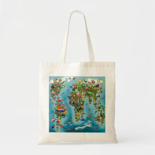 Tote Bag Carte du monde des animaux