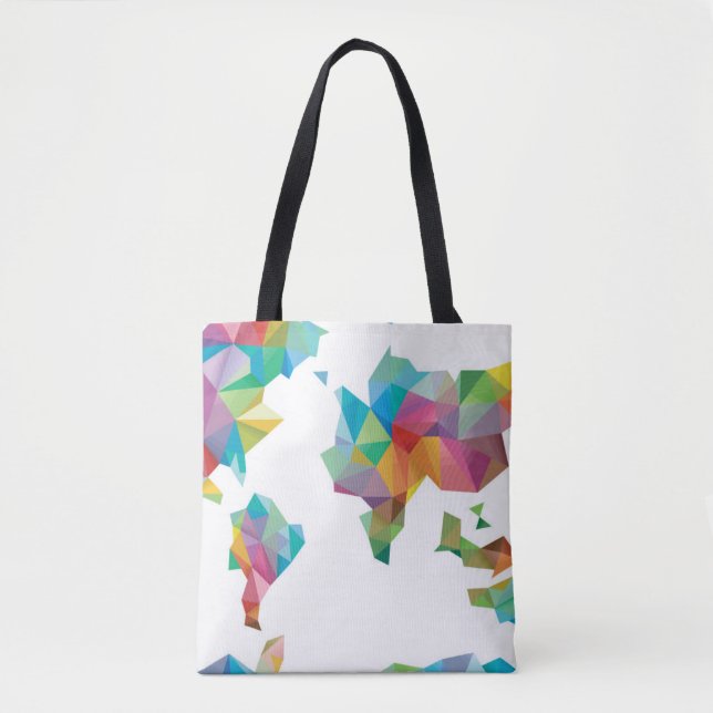 Tote Bag Carte du monde faite de formes géométriques (Devant)
