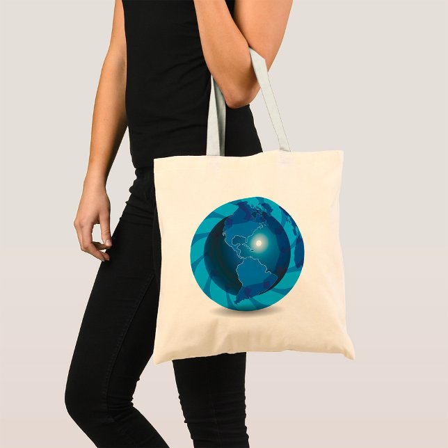 Tote Bag Carte du monde Globe Bleu Moderne (Créateur téléchargé)