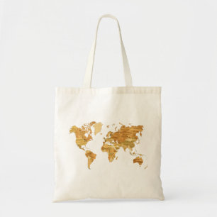 Tote Bag Carte en bois du monde