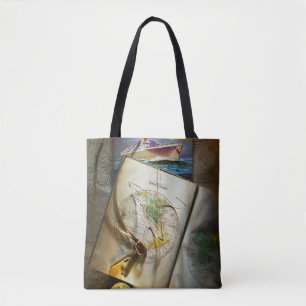 Tote Bag Carte et boussole