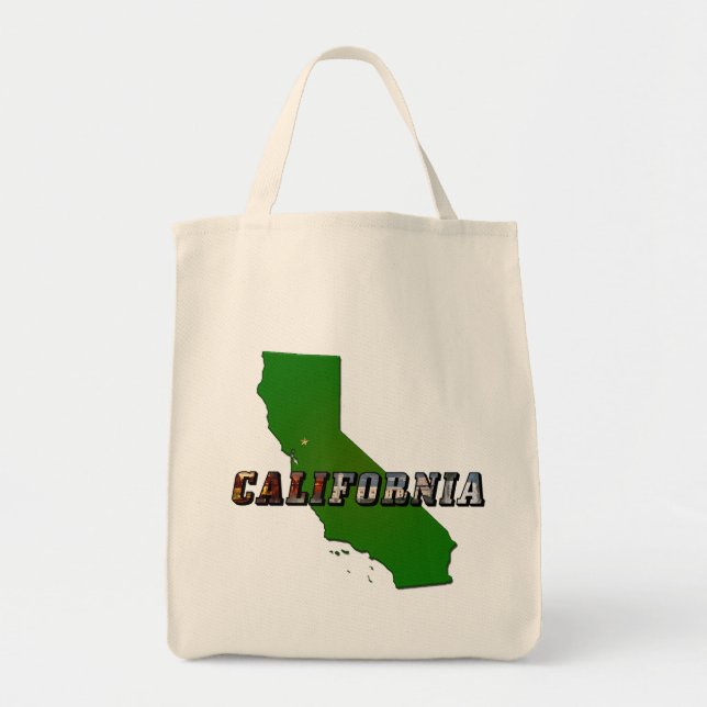 Tote Bag Carte et texte de l'image de Californie (Devant)